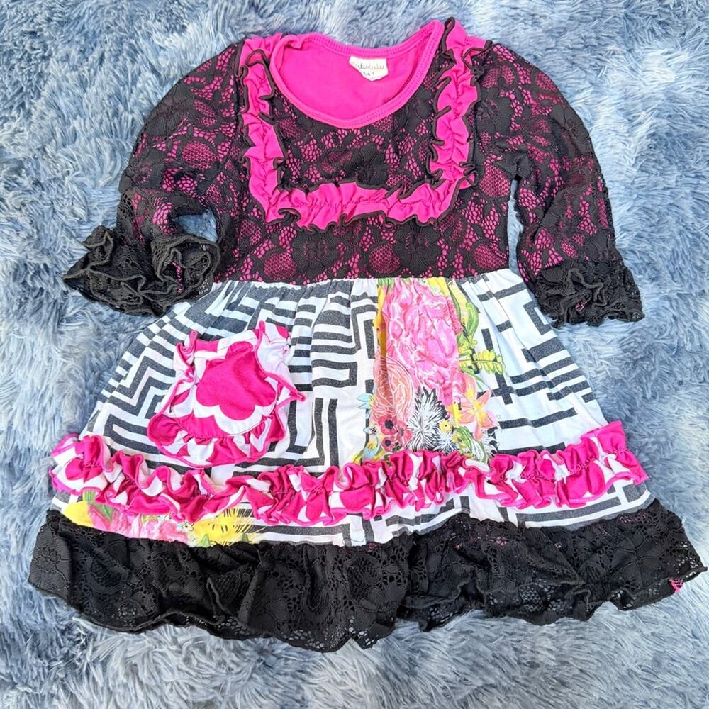 3T Girls retro 50s style dress fun print lace Formal casual Dress Tutu Lulu